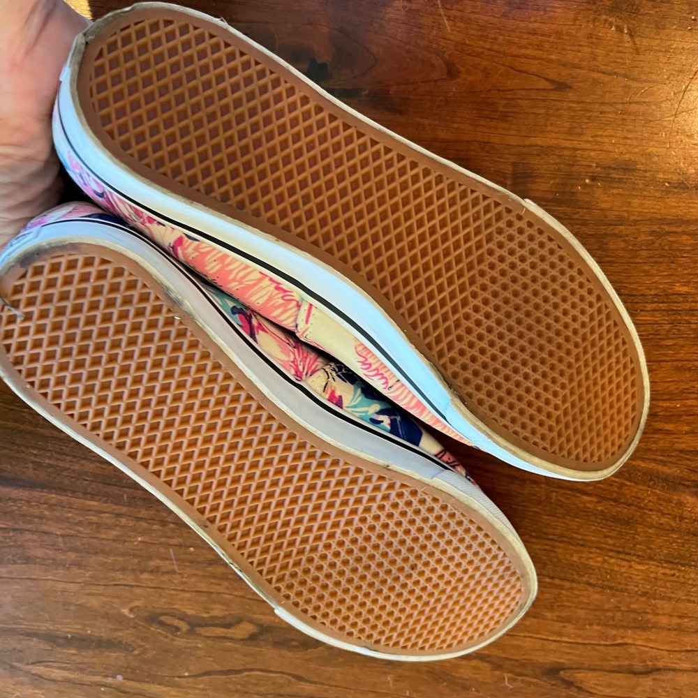Vans Authentic Tropical Floral Palm Print Sneakers Pink Blue Womens 8.5 Mens 7.0 - Picture 4 of 6